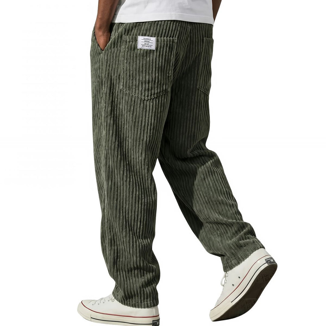 Pantaloni da uomo in velluto a coste con vita elasticizzata