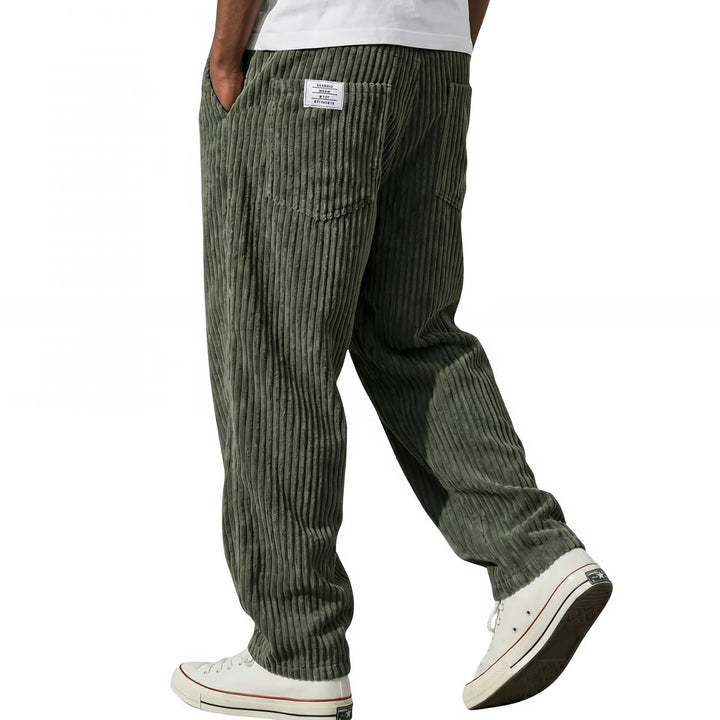 Pantaloni da uomo in velluto a coste con vita elasticizzata