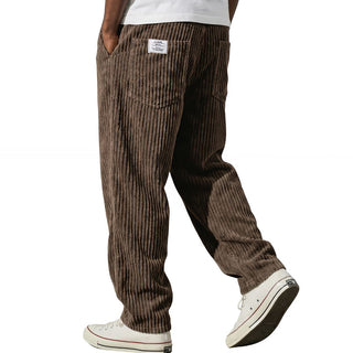 Pantaloni da uomo in velluto a coste con vita elasticizzata