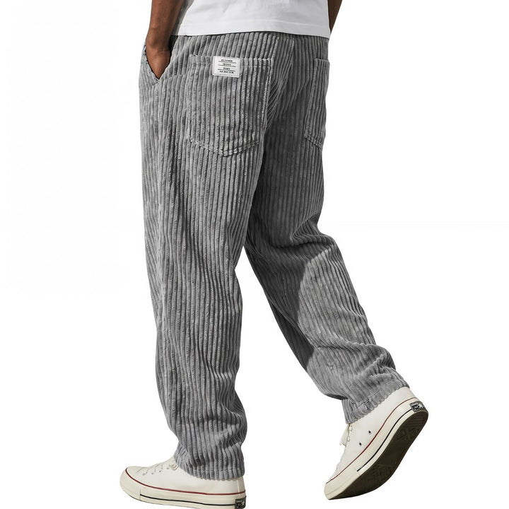 Pantaloni da uomo in velluto a coste con vita elasticizzata