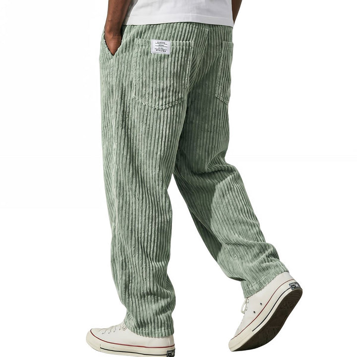 Pantaloni da uomo in velluto a coste con vita elasticizzata