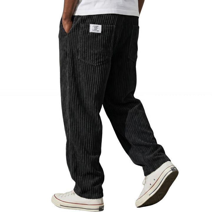 Pantaloni da uomo in velluto a coste con vita elasticizzata