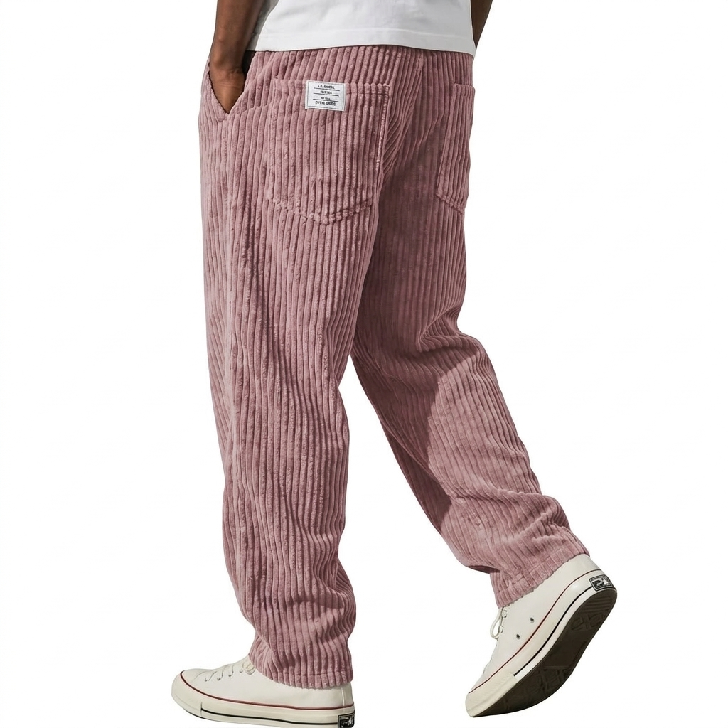 Pantaloni da uomo in velluto a coste con vita elasticizzata